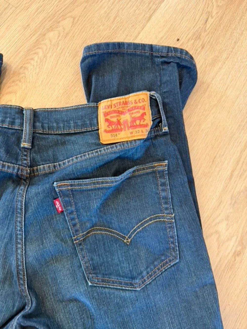 Levis 514 Jeans Mens 32x34 Blue Straight Leg Dark Wash 100% Cotton Denim Pants